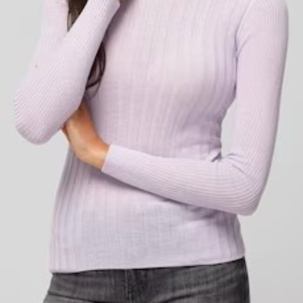 WHITE HOUSE BLACK MARKET LONG SLEEVE CASHMERE BLEND MOCKNECK SWEATER NEW LILAC - Picture 5 of 9